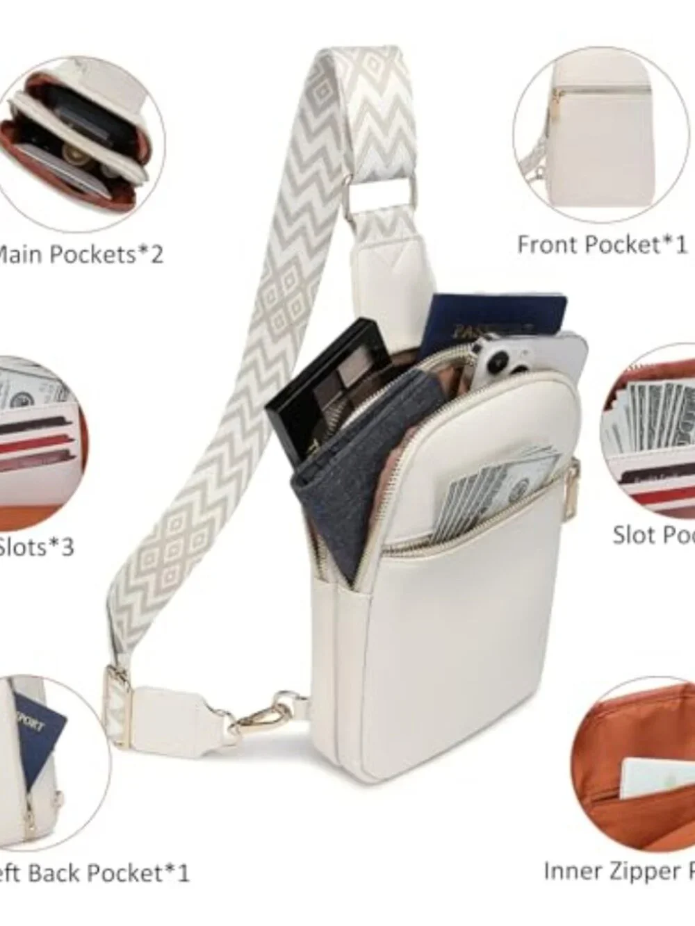 Anti Theft Small Sling Bag Cross Body RFID Vegan Leather Travel Belt Purse